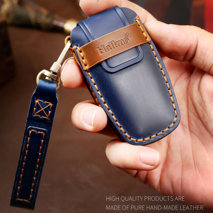 Hallmo Car Cowhide Leather Key Protective Cover Key Case for Ford Focus  A Style(Brown) - Car Key Cases by Hallmo | Online Shopping South Africa | PMC TechLife | Buy Now Pay Later Mobicred