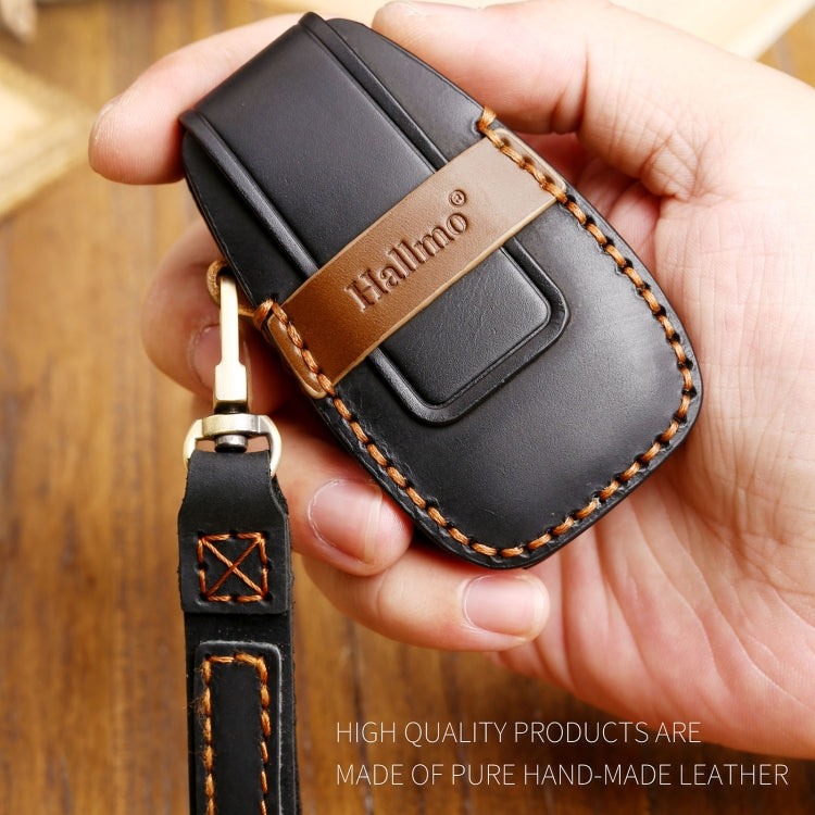 Hallmo Car Cowhide Leather Key Protective Cover Key Case for Changan CS75 Plus(Brown) - Car Key Cases by Hallmo | Online Shopping South Africa | PMC TechLife | Buy Now Pay Later Mobicred