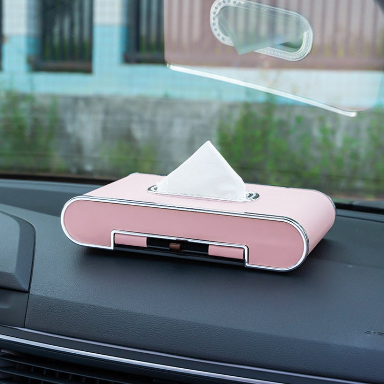 Car Dashboard Diamond Paper Towel Box with Temporary Parking Phone Number Card & Phone Holder(Pink) - Tissue Boxes by PMC Jewellery | Online Shopping South Africa | PMC Jewellery