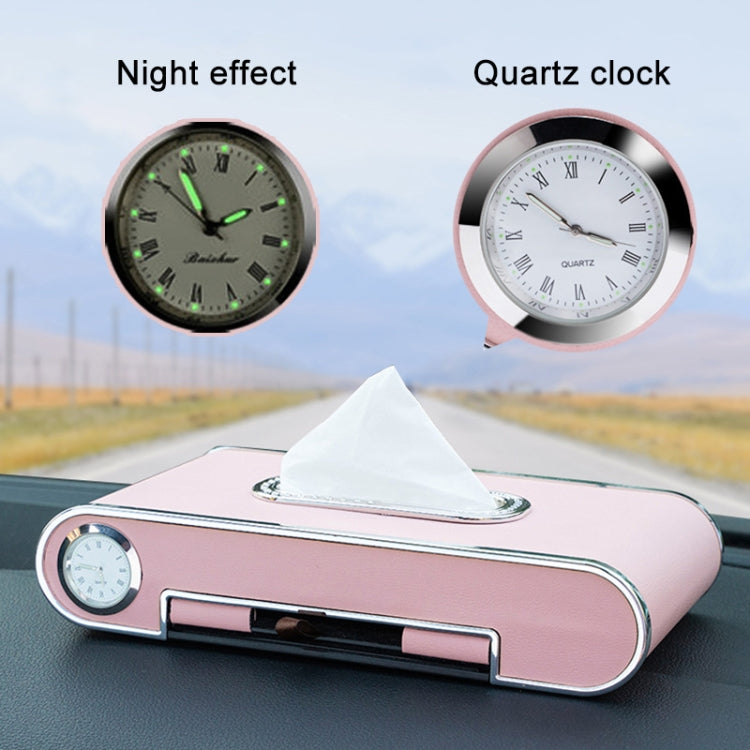 Car Dashboard Diamond Paper Towel Box with Temporary Parking Phone Number Card & Phone Holder & Clock(Wine Red) - Tissue Boxes by PMC Jewellery | Online Shopping South Africa | PMC Jewellery | Buy Now Pay Later Mobicred