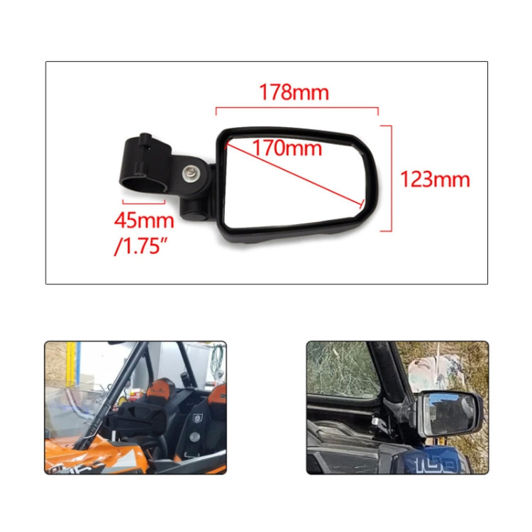 Pair All-terrain Vehicles Wide Field View 1.75 inch Rearview Mirror Side Reflector Mirror for UTV / ATV - Side Mirrors by PMC Jewellery | Online Shopping South Africa | PMC Jewellery