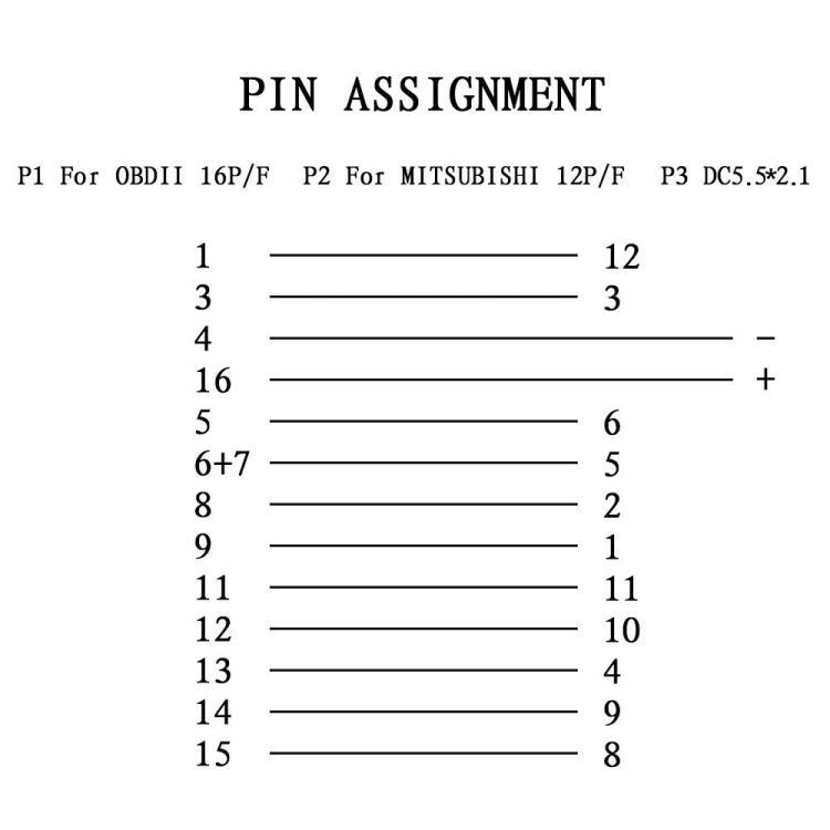 12Pin to 16Pin Car OBD2 Conversion Cable OBDII Diagnostic Adapter Cable for Mitsubishi - Cables & Connectors by PMC Jewellery | Online Shopping South Africa | PMC Jewellery | Buy Now Pay Later Mobicred