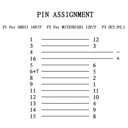 12Pin to 16Pin Car OBD2 Conversion Cable OBDII Diagnostic Adapter Cable for Mitsubishi - Cables & Connectors by PMC Jewellery | Online Shopping South Africa | PMC Jewellery | Buy Now Pay Later Mobicred