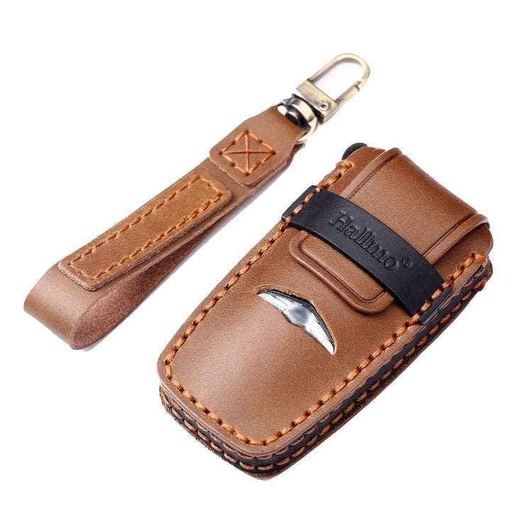Hallmo Car Cowhide Leather Key Protective Cover Key Case for Hyundai Rohens Genesis 8-button(Blue) - Car Key Cases by Hallmo | Online Shopping South Africa | PMC TechLife | Buy Now Pay Later Mobicred
