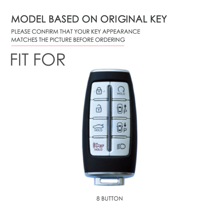 Hallmo Car Cowhide Leather Key Protective Cover Key Case for Hyundai Rohens Genesis 8-button(Blue) - Car Key Cases by Hallmo | Online Shopping South Africa | PMC TechLife | Buy Now Pay Later Mobicred