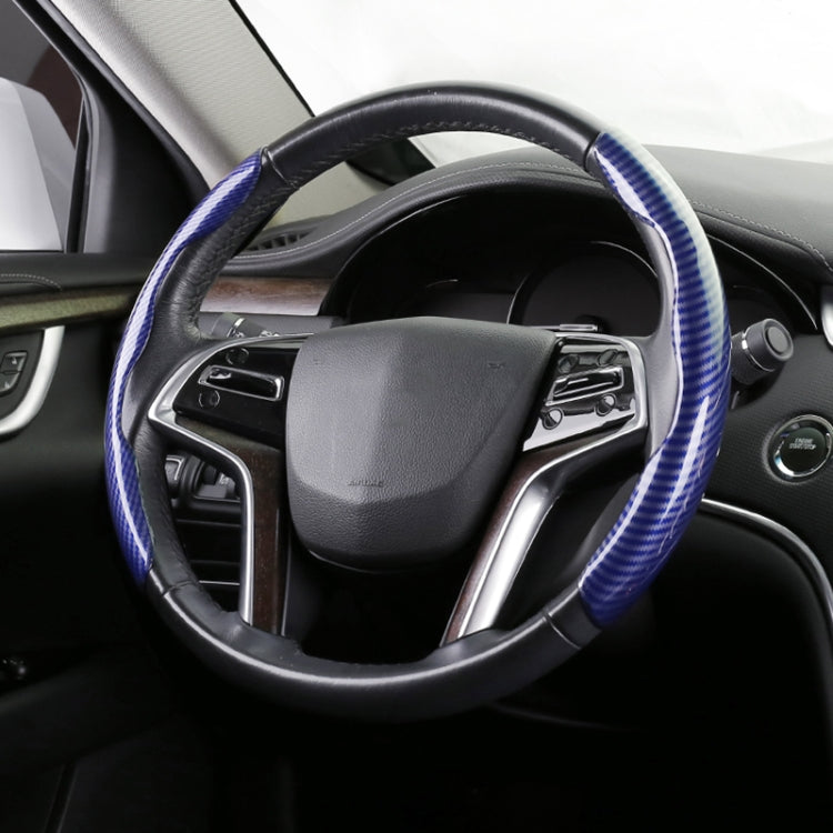 Car Universal Carbon Fiber Steering Wheel Cover (Blue) - Steering Wheel Accessories by PMC TechLife | Online Shopping South Africa | PMC TechLife | Buy Now Pay Later Mobicred