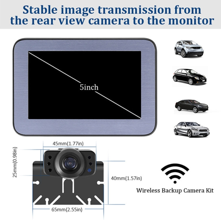 PZ510-W 5 inch Car Wireless Reversing Video Style 2 - Rearview Monitors by PMC Jewellery | Online Shopping South Africa | PMC Jewellery | Buy Now Pay Later Mobicred