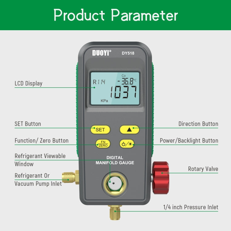 DUOYI DY518 Car Air Conditioning Repair Electronic Refrigerant Meter Air Conditioning Fluoride Meter - Electronic Test by DUOYI | Online Shopping South Africa | PMC Jewellery | Buy Now Pay Later Mobicred