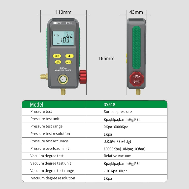 DUOYI DY518 Car Air Conditioning Repair Electronic Refrigerant Meter Air Conditioning Fluoride Meter - Electronic Test by DUOYI | Online Shopping South Africa | PMC Jewellery | Buy Now Pay Later Mobicred