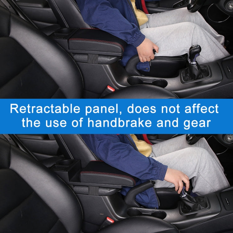 Car Multi-functional Dual USB Armrest Box Booster Pad, Carbon Fiber Leather Curved Type (Black Red) - Seat Accessories by PMC TechLife | Online Shopping South Africa | PMC TechLife | Buy Now Pay Later Mobicred