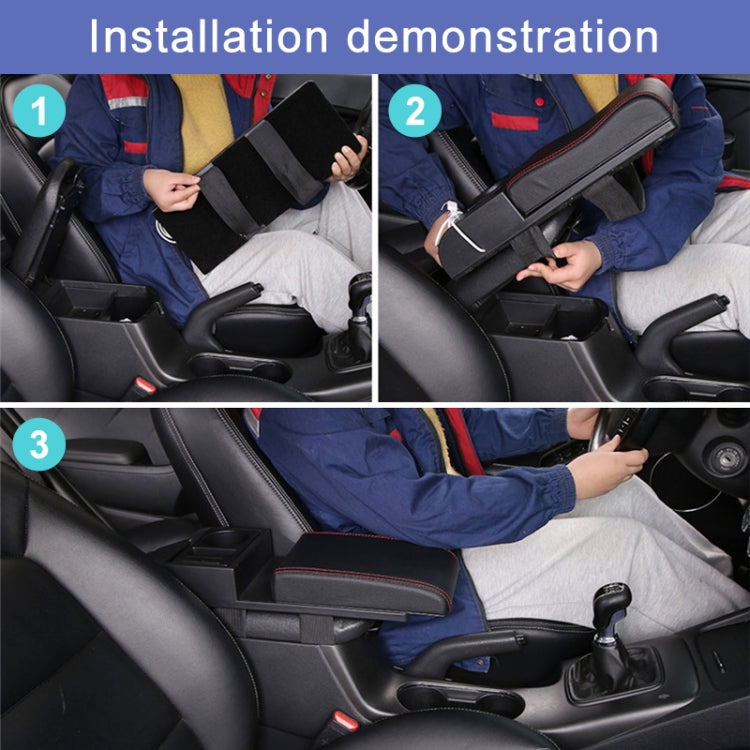 Car Multi-functional Dual USB Armrest Box Booster Pad, Carbon Fiber Leather Straight Type (Black White) - Seat Accessories by PMC TechLife | Online Shopping South Africa | PMC TechLife | Buy Now Pay Later Mobicred