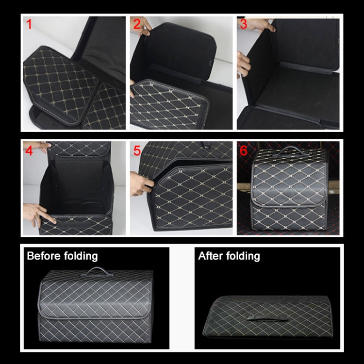 Car Trunk Foldable Storage Box, Rhombic Grid Small Size: 33 x 32 x 30cm (Wine Red) - Stowing Tidying by PMC Jewellery | Online Shopping South Africa | PMC Jewellery | Buy Now Pay Later Mobicred