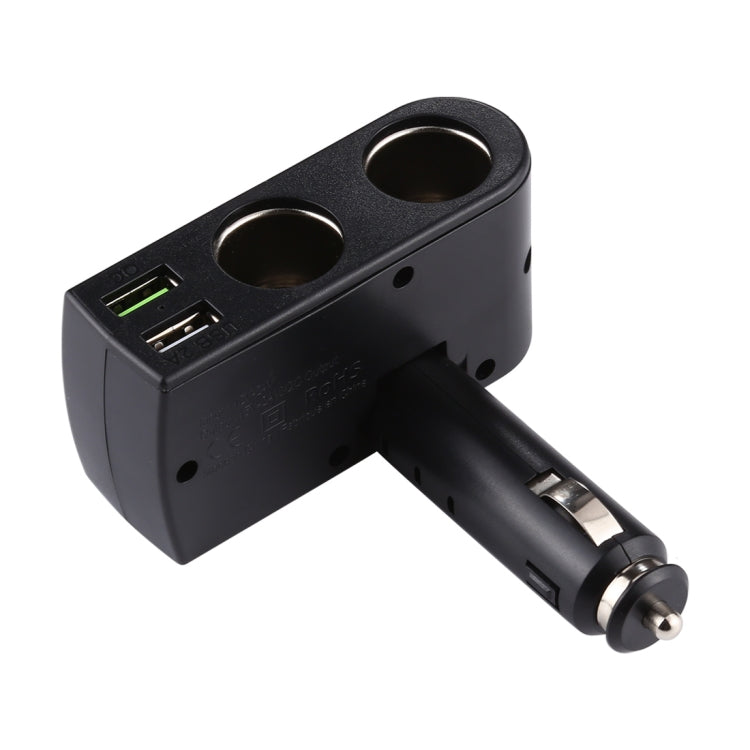 QC 3.0 Dual USB Ports 6A with 2 Socket Cigarette Lighter Splitter Car Charger - Cigar Socket by PMC Jewellery | Online Shopping South Africa | PMC Jewellery | Buy Now Pay Later Mobicred