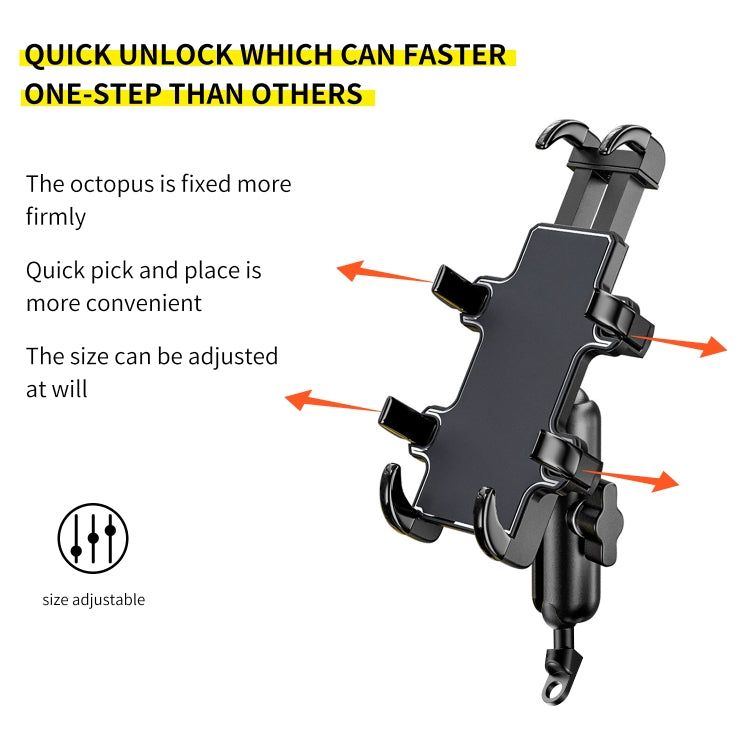 CS-1722A2 Motorcycle Rear Mirror Octopus Aluminum Alloy Phone Holder - Holder by PMC Jewellery | Online Shopping South Africa | PMC Jewellery | Buy Now Pay Later Mobicred