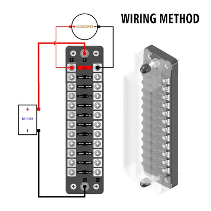 CS-978A2 FB1902 1 In 12 Out Independent Positive Negative Fuse Box without Fuse Piece for Auto Car Truck Boat - Fuse by PMC Jewellery | Online Shopping South Africa | PMC Jewellery | Buy Now Pay Later Mobicred