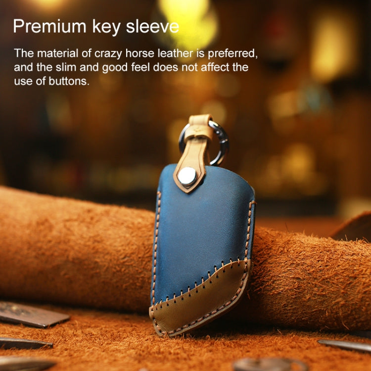 For BMW Blade Style Car Cowhide Leather Key Protective Cover Key Case, Two Keys Version (Red) - Car Key Cases by PMC Jewellery | Online Shopping South Africa | PMC Jewellery | Buy Now Pay Later Mobicred