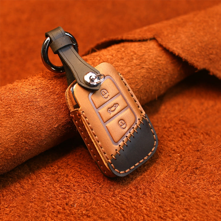 For Volkswagen Car Cowhide Leather Key Protective Cover Key Case, A Version(Brown) - free shipping - PMC TechLife - Order now!