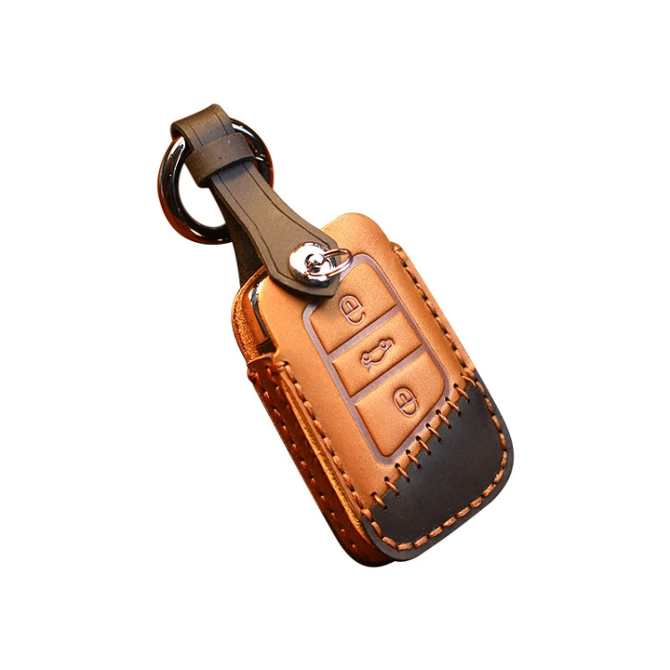 For Volkswagen Car Cowhide Leather Key Protective Cover Key Case, A Version(Brown) - free shipping - PMC TechLife - Order now!