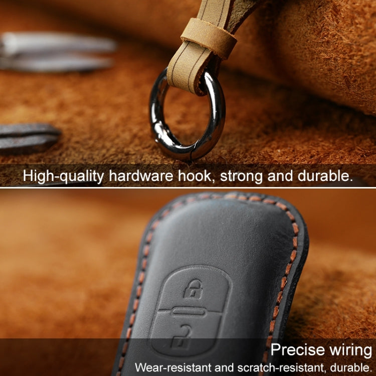 For Mazda Old Style Hallmo Car Cowhide Leather Key Protective Cover Key Case, Two Keys Version(Black) - Car Key Cases by Hallmo | Online Shopping South Africa | PMC Jewellery | Buy Now Pay Later Mobicred