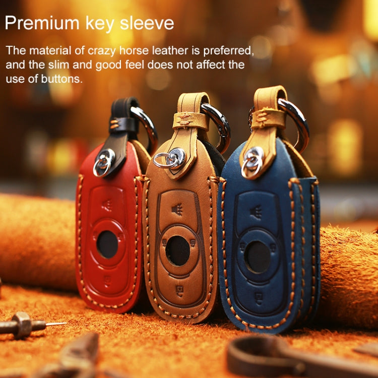 For Buick Car Cowhide Leather Key Protective Cover Key Case, Five Keys Version (Blue) - Car Key Cases by PMC TechLife | Online Shopping South Africa | PMC TechLife | Buy Now Pay Later Mobicred