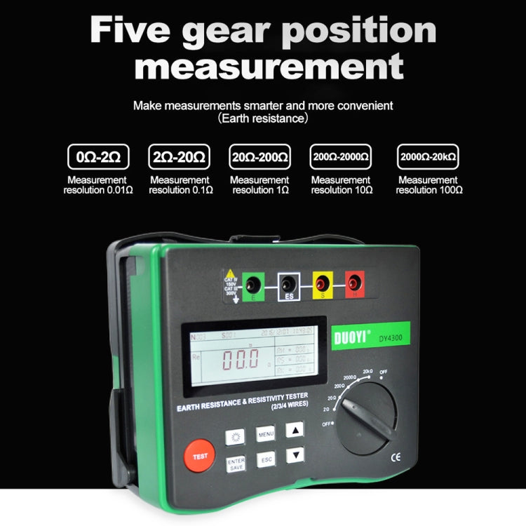 DUOYI DY4300 Higher Accuracy Digital Ground Resistance Tester - free shipping - PMC TechLife - Order now!