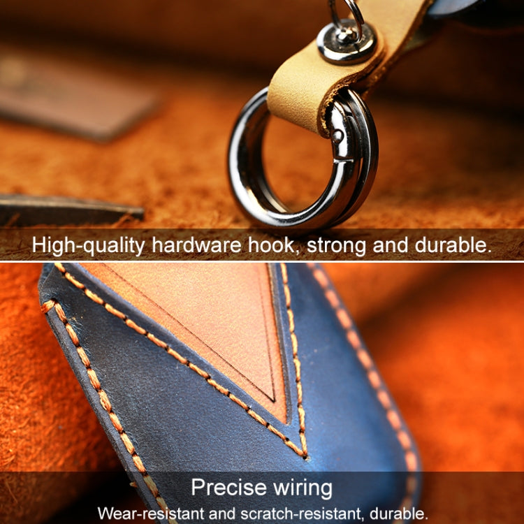 For Nissan Car Cowhide Leather Key Protective Cover Key Case, Three Keys Horizontal Line Version (Red) - Car Key Cases by PMC Jewellery | Online Shopping South Africa | PMC Jewellery | Buy Now Pay Later Mobicred