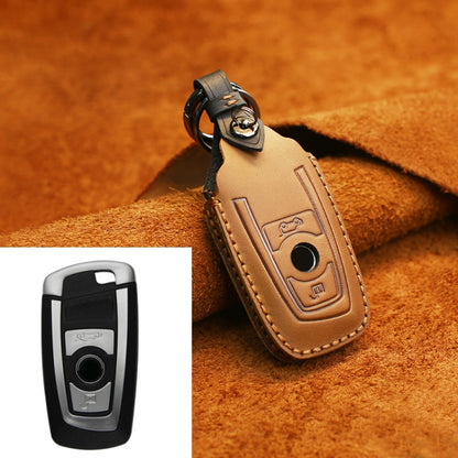 For BMW Old Style Car Cowhide Leather Key Protective Cover Key Case, Two Keys Version (Brown) - Car Key Cases by PMC Jewellery | Online Shopping South Africa | PMC Jewellery | Buy Now Pay Later Mobicred