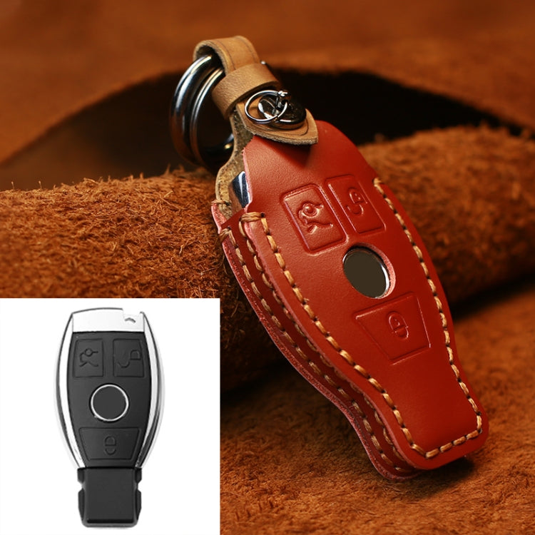 For Mercedes-Benz Old Style Car Cowhide Leather Key Protective Cover Key Case (Red) - Car Key Cases by PMC Jewellery | Online Shopping South Africa | PMC Jewellery | Buy Now Pay Later Mobicred