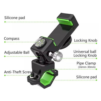 Bicycle / Motorcycle Anti-theft Anti-take Off Mobile Phone Holder with Light (Green) - Retaining Clips by PMC Jewellery | Online Shopping South Africa | PMC Jewellery | Buy Now Pay Later Mobicred