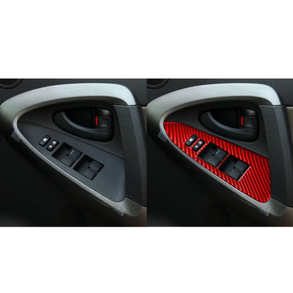 Car Carbon Fiber Window Glass Lift Panel Decorative Sticker for Toyota RAV4 2006-2013, Right Drive (Red) - Car Interior Mouldings by PMC Jewellery | Online Shopping South Africa | PMC Jewellery | Buy Now Pay Later Mobicred
