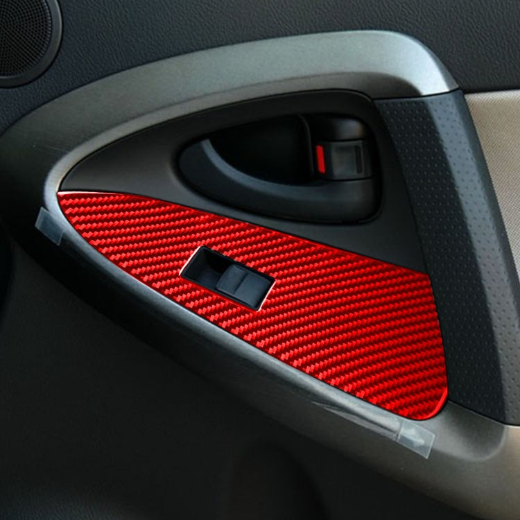 Car Carbon Fiber Window Glass Lift Panel Decorative Sticker for Toyota RAV4 2006-2013, Left Drive (Red) - Car Interior Mouldings by PMC Jewellery | Online Shopping South Africa | PMC Jewellery | Buy Now Pay Later Mobicred