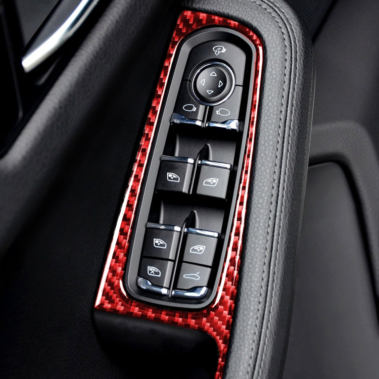 Car Carbon Fiber Window Buttons Panel Decorative Sticker for Porsche Macan 2014-2021, Left and Right Drive Universal (Red) - Car Interior Mouldings by PMC Jewellery | Online Shopping South Africa | PMC Jewellery | Buy Now Pay Later Mobicred