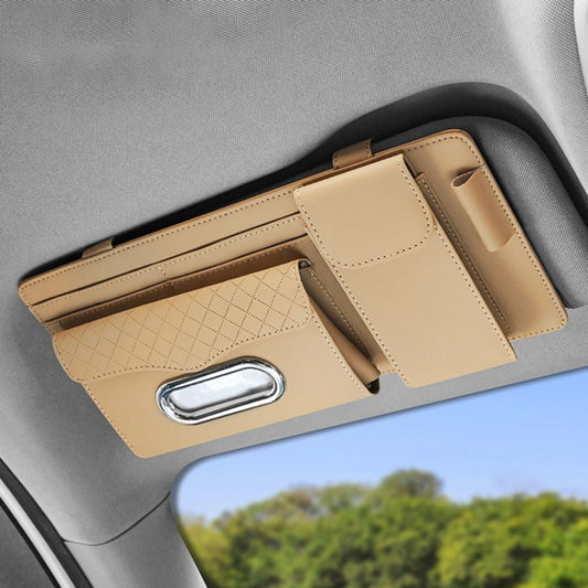 Car Nappa Leather Sun Visor Storage Clip (Khaki) - Sunglasses & Glasses Clips by PMC Jewellery | Online Shopping South Africa | PMC Jewellery | Buy Now Pay Later Mobicred