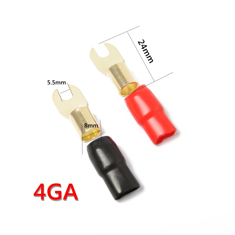 5 Pairs Car Audio Power Ground Wire Fork Terminals Brass 4 Gauge 5/16 inch Connectors Red and Black Boots - Booster Cable & Clip by PMC Jewellery | Online Shopping South Africa | PMC Jewellery | Buy Now Pay Later Mobicred