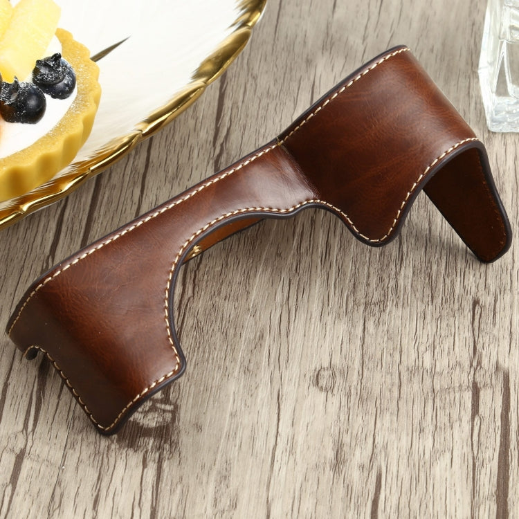 1/4 inch Thread PU Leather Camera Half Case Base for Sony ILCE-7RM4 / A7RM4 / A7R IV (Coffee) - free shipping - PMC TechLife - Order now!