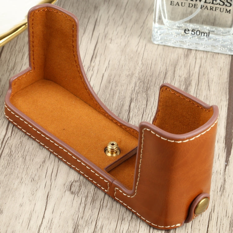 1/4 inch Thread PU Leather Camera Half Case Base for FUJIFILM XE4 (Brown) - free shipping - PMC TechLife - Order now!