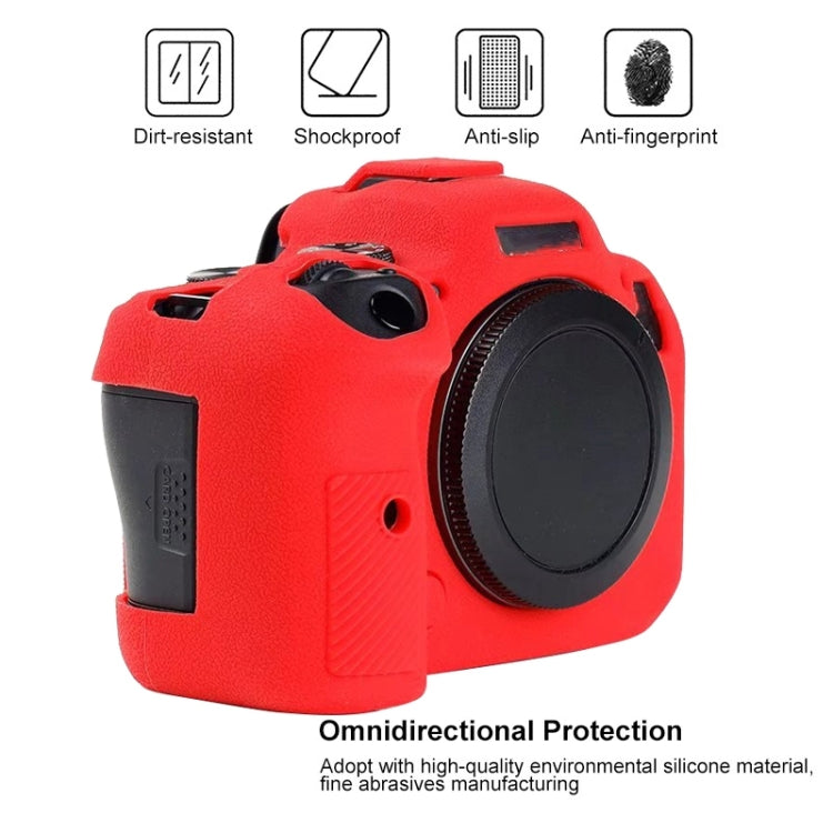 For Canon EOS R6 Litchi Texure Soft Silicone Case(Red) - Protective Case by PMC TechLife | Online Shopping South Africa | PMC TechLife | Buy Now Pay Later Mobicred