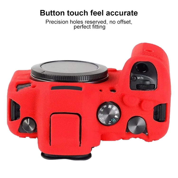 For Canon EOS R6 Litchi Texure Soft Silicone Case(Red) - Protective Case by PMC TechLife | Online Shopping South Africa | PMC TechLife | Buy Now Pay Later Mobicred