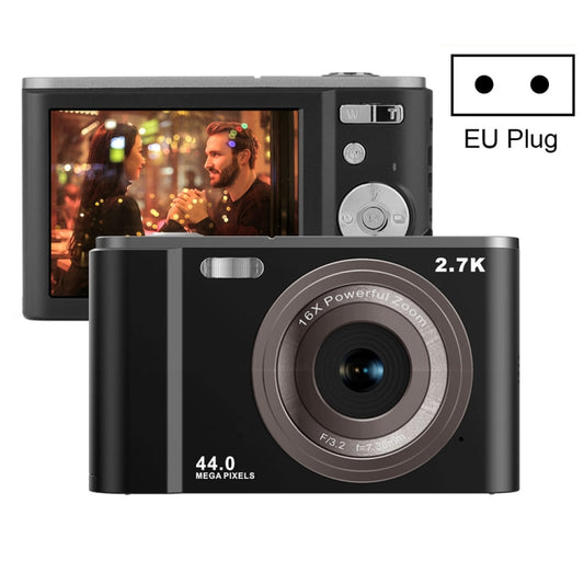 DC302 2.88 inch 44MP 16X Zoom 2.7K Full HD Digital Camera Children Card Camera, EU Plug (Black) - Children Cameras by PMC Jewellery | Online Shopping South Africa | PMC Jewellery | Buy Now Pay Later Mobicred