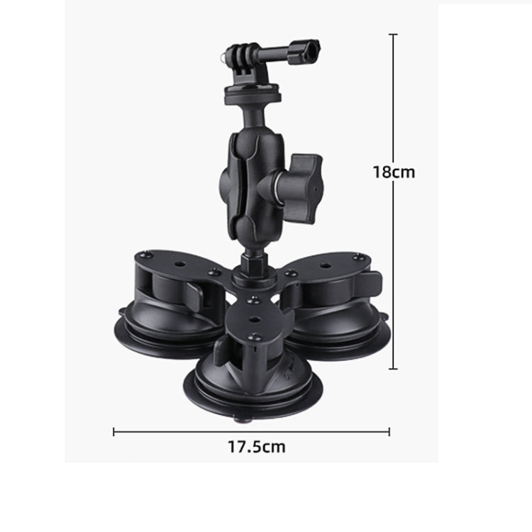Triangle Suction Cup Mount Holder with Tripod Adapter & Steel Tether & Safety Buckle (Black) - Holder by PMC Jewellery | Online Shopping South Africa | PMC Jewellery | Buy Now Pay Later Mobicred