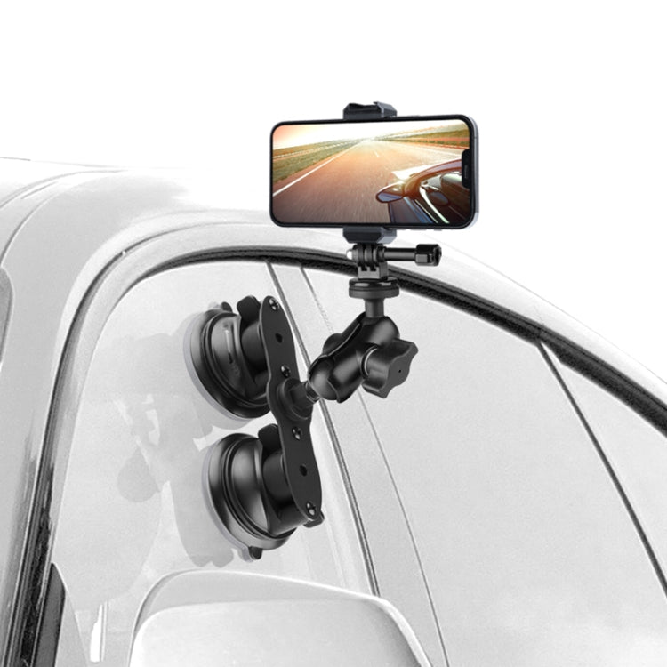 Triangle Suction Cup Mount Holder with Tripod Adapter & Steel Tether & Safety Buckle (Black) - Holder by PMC Jewellery | Online Shopping South Africa | PMC Jewellery | Buy Now Pay Later Mobicred