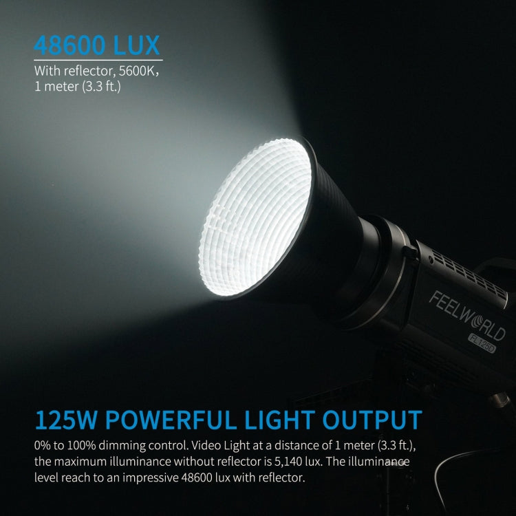 FEELWORLD FL125D 125W Daylight Point Source Video Light, Bluetooth APP Control(US Plug) - free shipping - PMC TechLife - Order now!