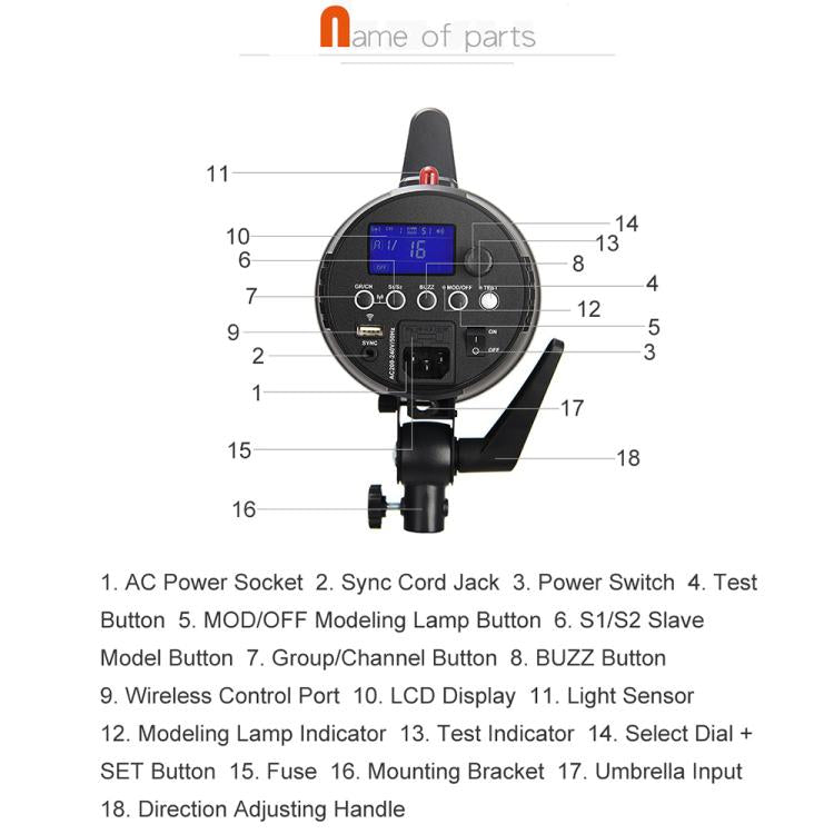 Godox Gemini GS400II Studio Flash Light 400Ws Bowens Mount Strobe Flash (US Plug) - free shipping - PMC TechLife - Order now!