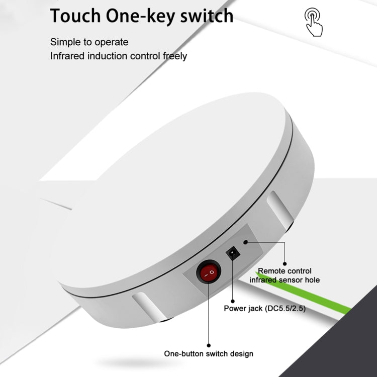 22cm USB Charging Rotating Display Stand Video Shooting Props Turntable, Load: 10kg, No Battery(White) -  by PMC TechLife | Online Shopping South Africa | PMC TechLife | Buy Now Pay Later Mobicred