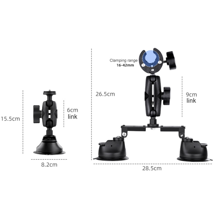 Dual-leg Suction Cup + Single Suction Cup with Selfie Stick Kits (Black) - Holder by PMC Jewellery | Online Shopping South Africa | PMC Jewellery | Buy Now Pay Later Mobicred