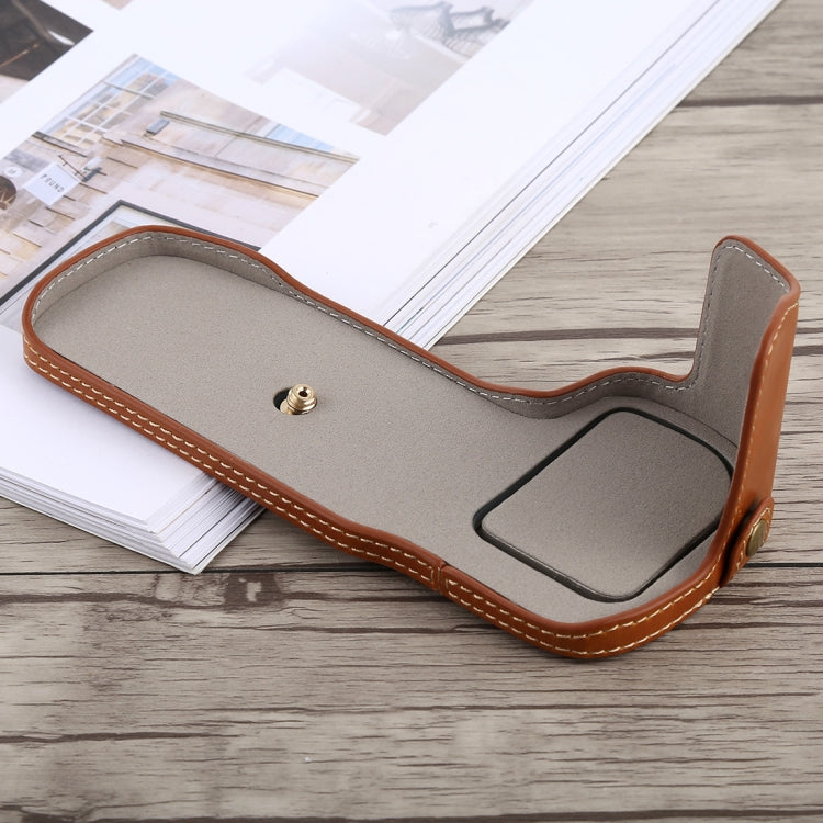 1/4 inch Thread PU Leather Camera Half Case Base for Canon EOS 5D Mark IV / 5D Mark III(Brown) - free shipping - PMC TechLife - Order now!