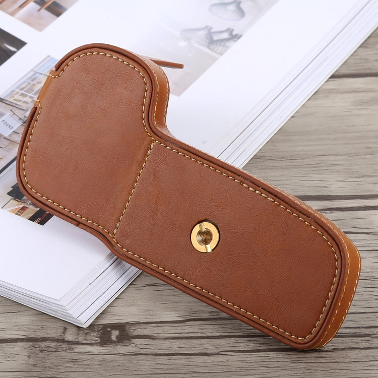 1/4 inch Thread PU Leather Camera Half Case Base for Canon EOS 5D Mark IV / 5D Mark III(Brown) - free shipping - PMC TechLife - Order now!