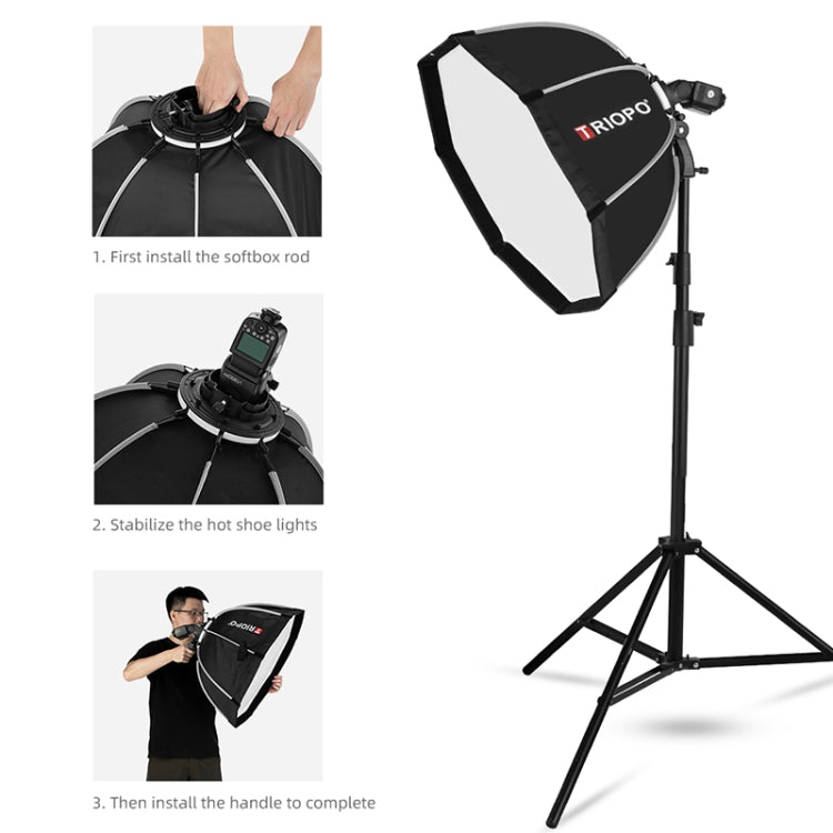 TRIOPO KS65 65cm Speedlite Flash Octagon Parabolic Softbox Diffuser with Bracket Mount Handle for Speedlite - free shipping - PMC TechLife - Order now!
