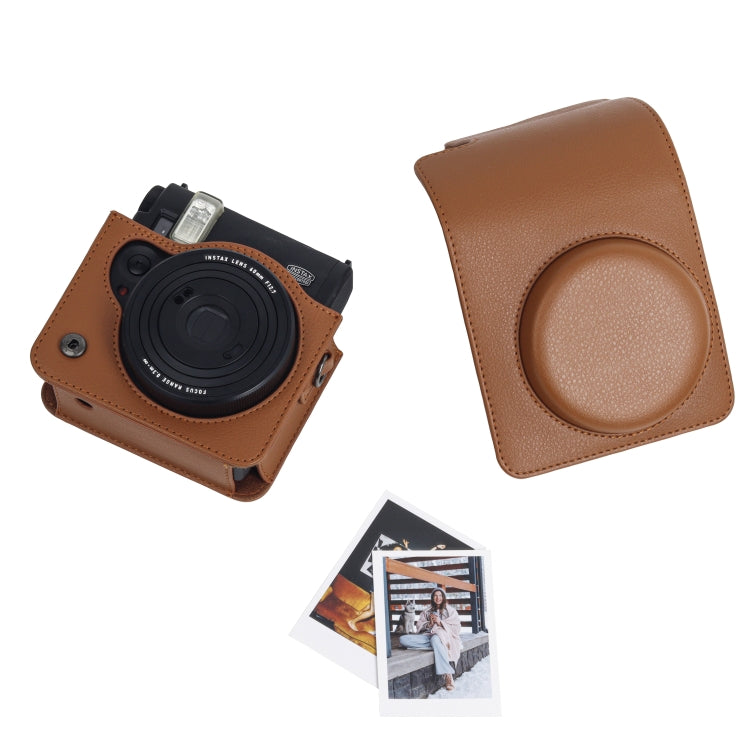 For Fujifilm Instax mini 99 Full Body Camera PU Leather Case Bag with Strap (Brown) - Leather Bag by PMC TechLife | Online Shopping South Africa | PMC TechLife | Buy Now Pay Later Mobicred