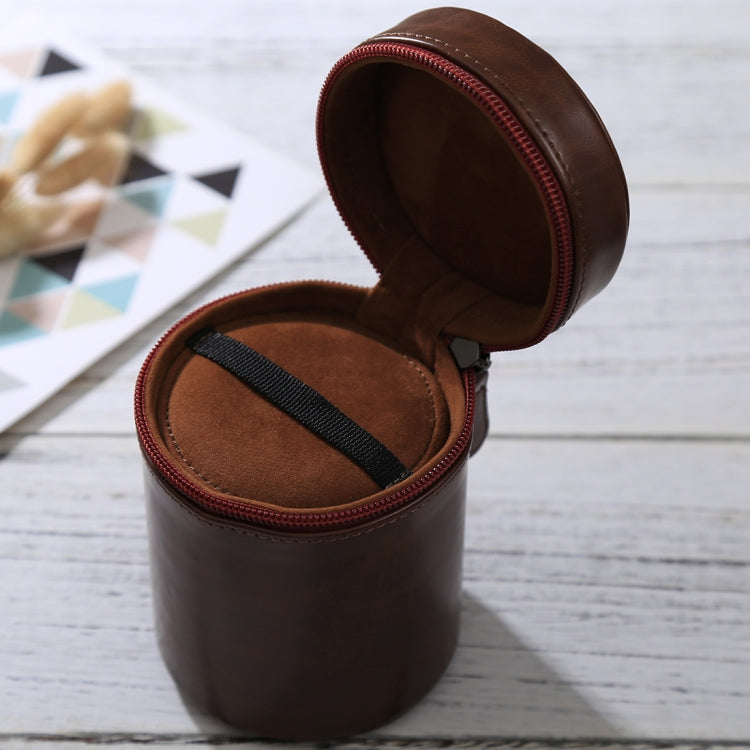 Medium Lens Case Zippered PU Leather Pouch Box for DSLR Camera Lens, Size: 13x9x9cm(Coffee) - free shipping - PMC TechLife - Order now!